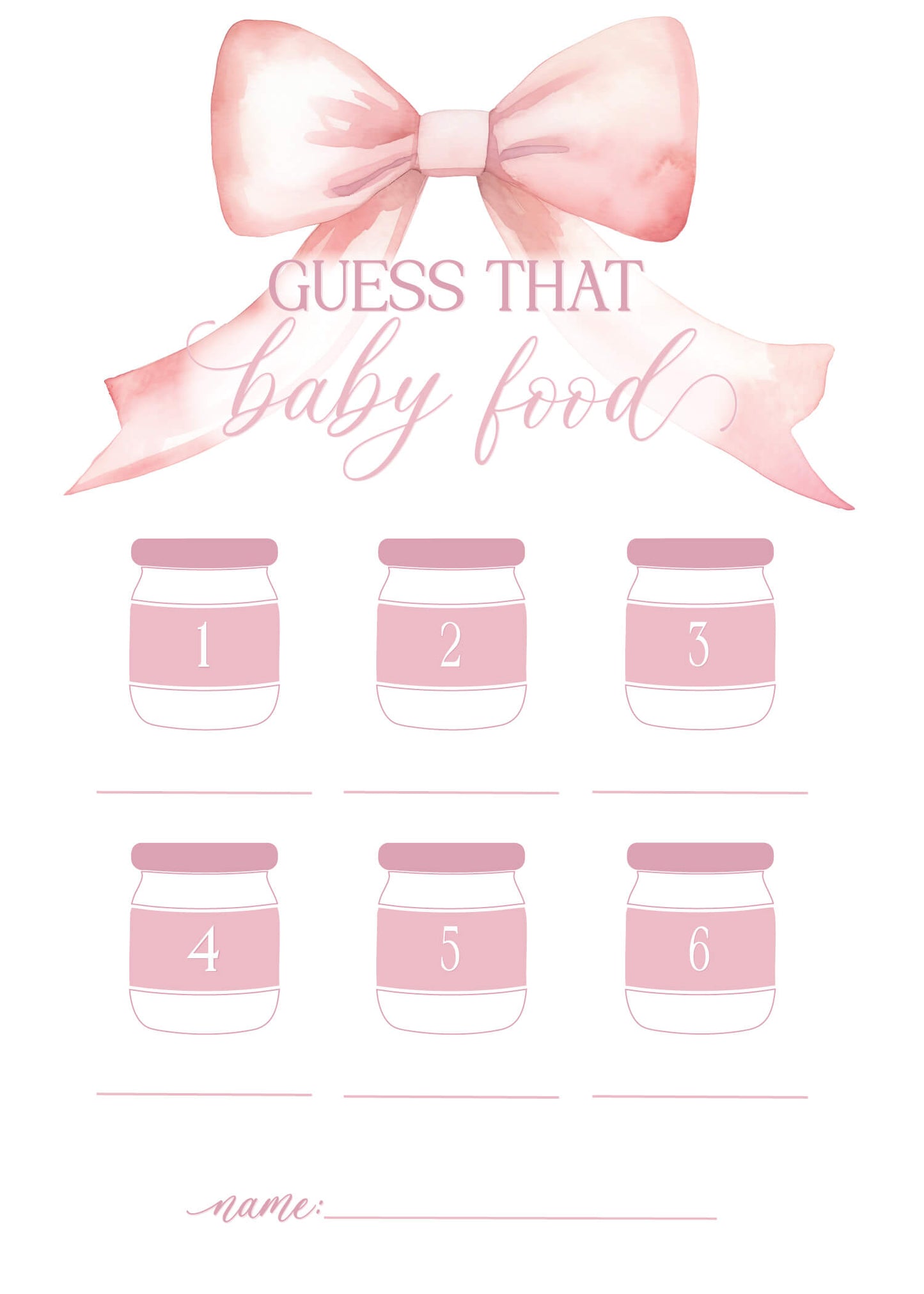 Bow Baby Shower Games - Free Baby Shower Digital Download