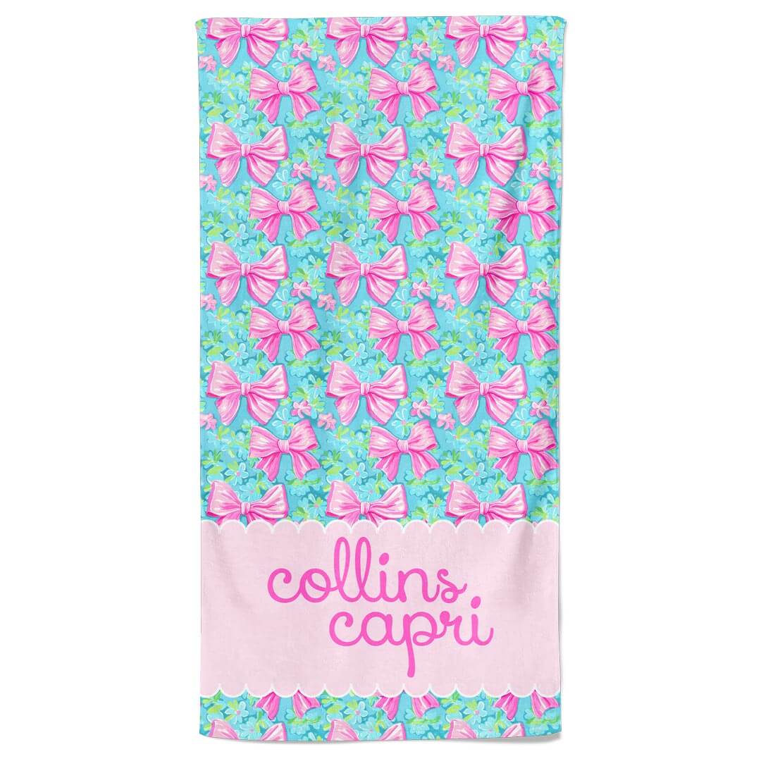Beachy Bows Personalized Kids Beach Towel