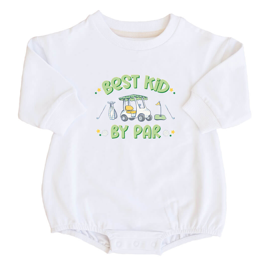 Best Kid By Par Graphic Sweatshirt Bubble Romper | White