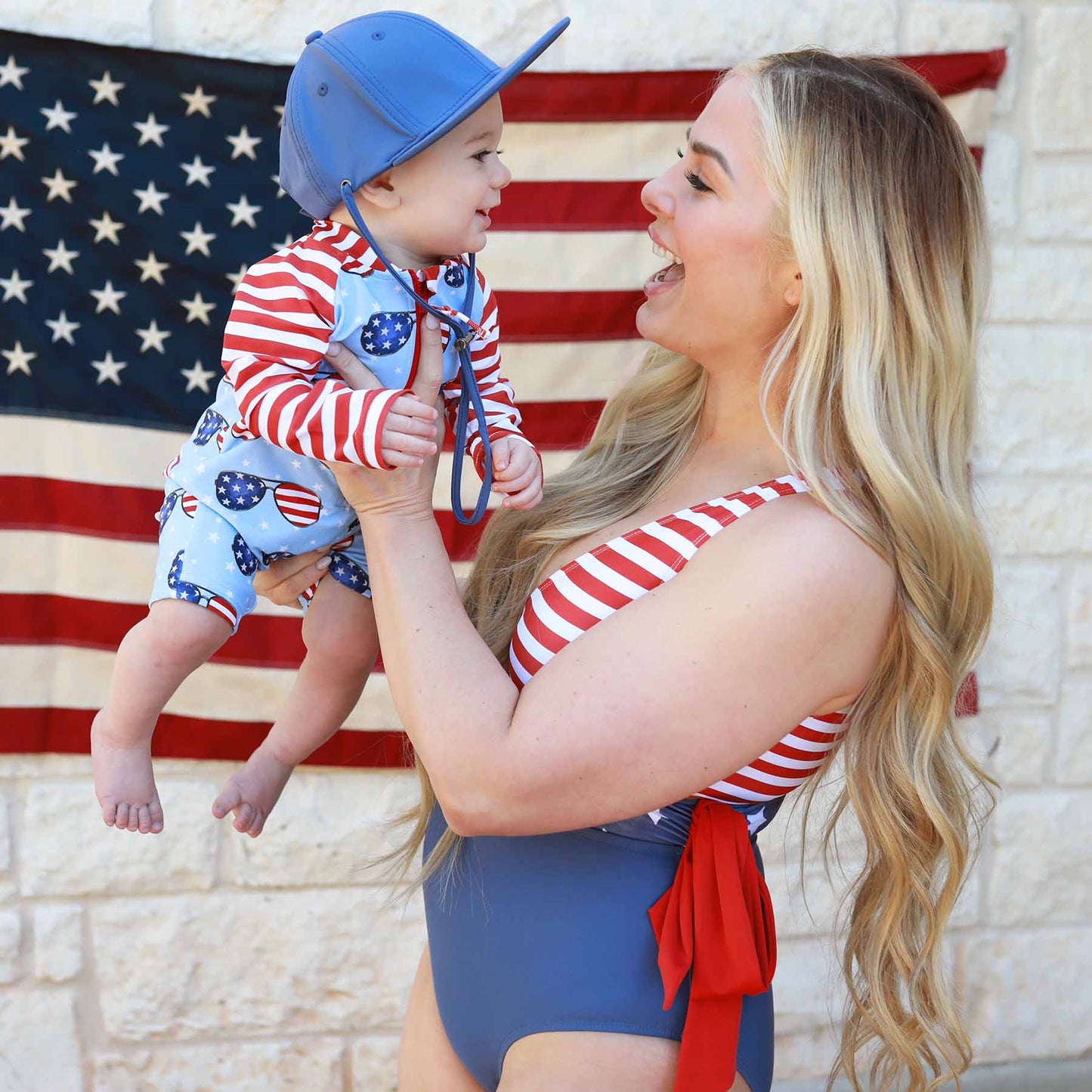Women's Criss-Cross One-Piece Swimsuit | Patriotic Summer