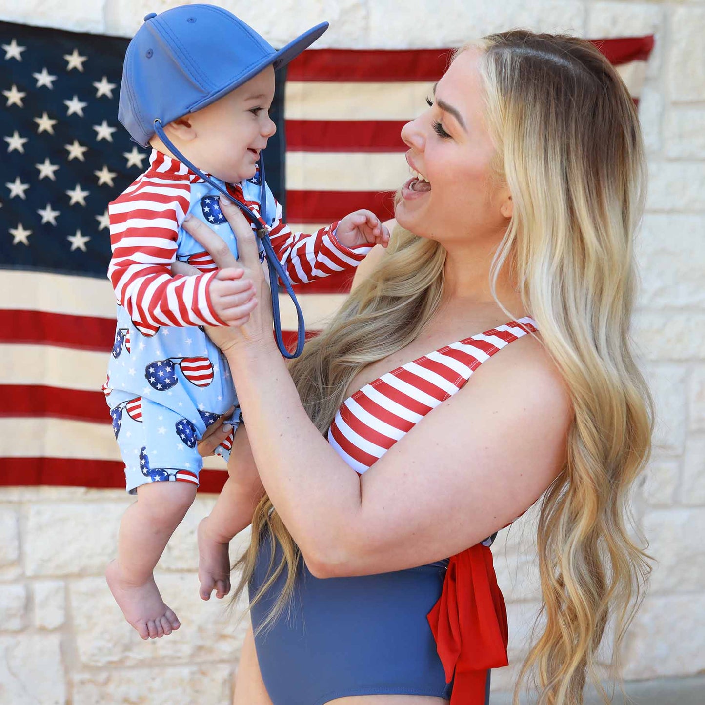 Women's Criss-Cross One-Piece Swimsuit | Patriotic Summer