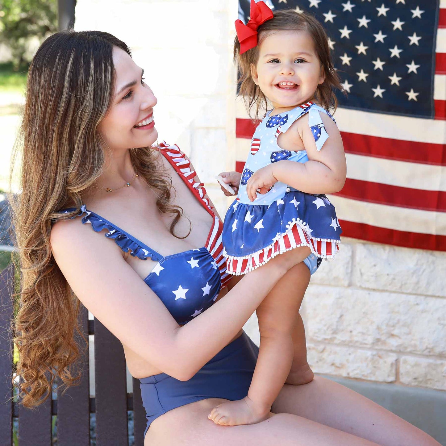 Women's Bikini with High Waisted Bottom | Patriotic Summer