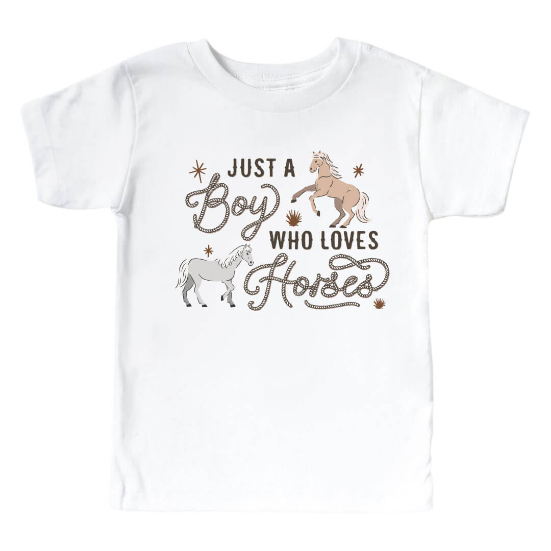 Who Loves Horses Kids Graphic Tee | White
