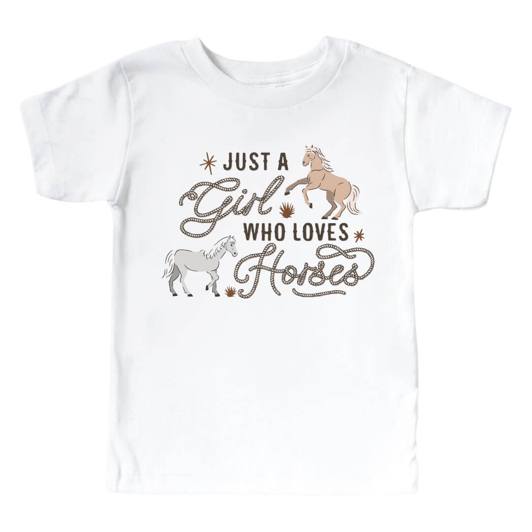 Who Loves Horses Kids Graphic Tee | White