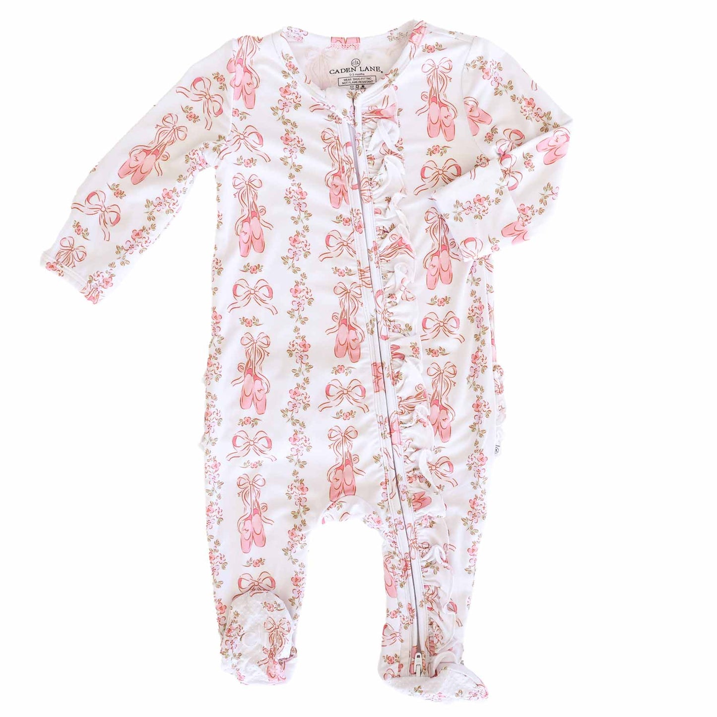 Ballet Blossoms Ruffle Zipper Footie