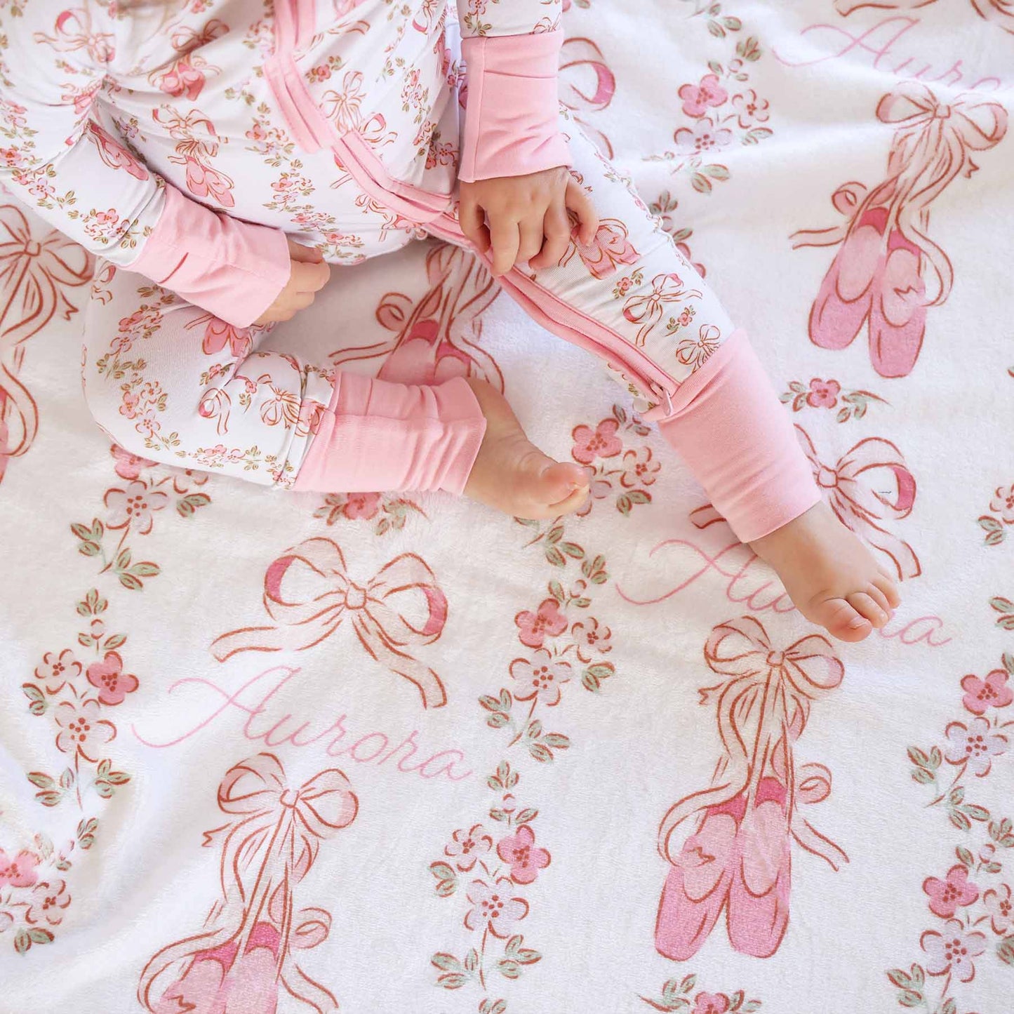 Ballet Blossoms Personalized Kids Blanket