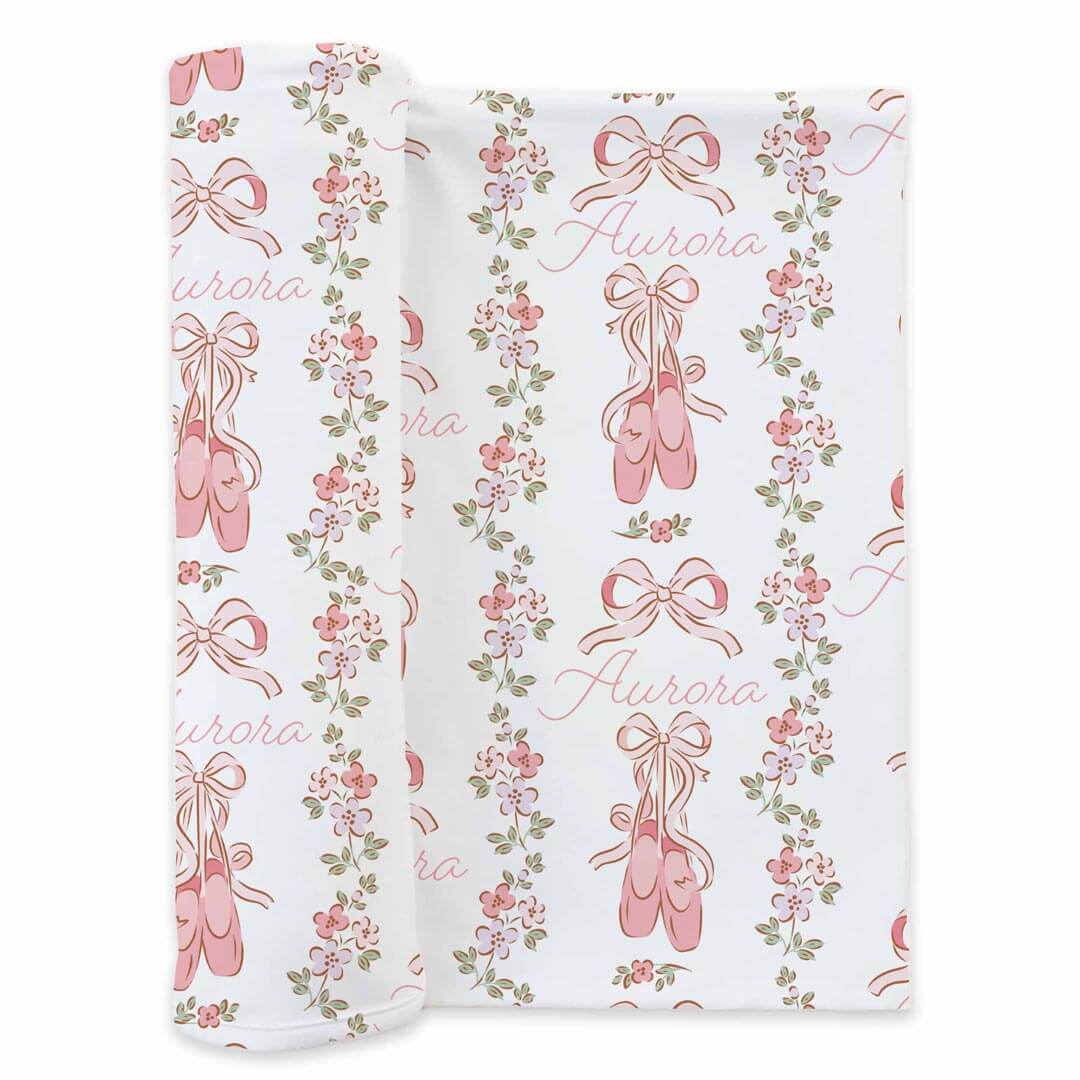 Ballet Blossoms Personalized Swaddle Blanket