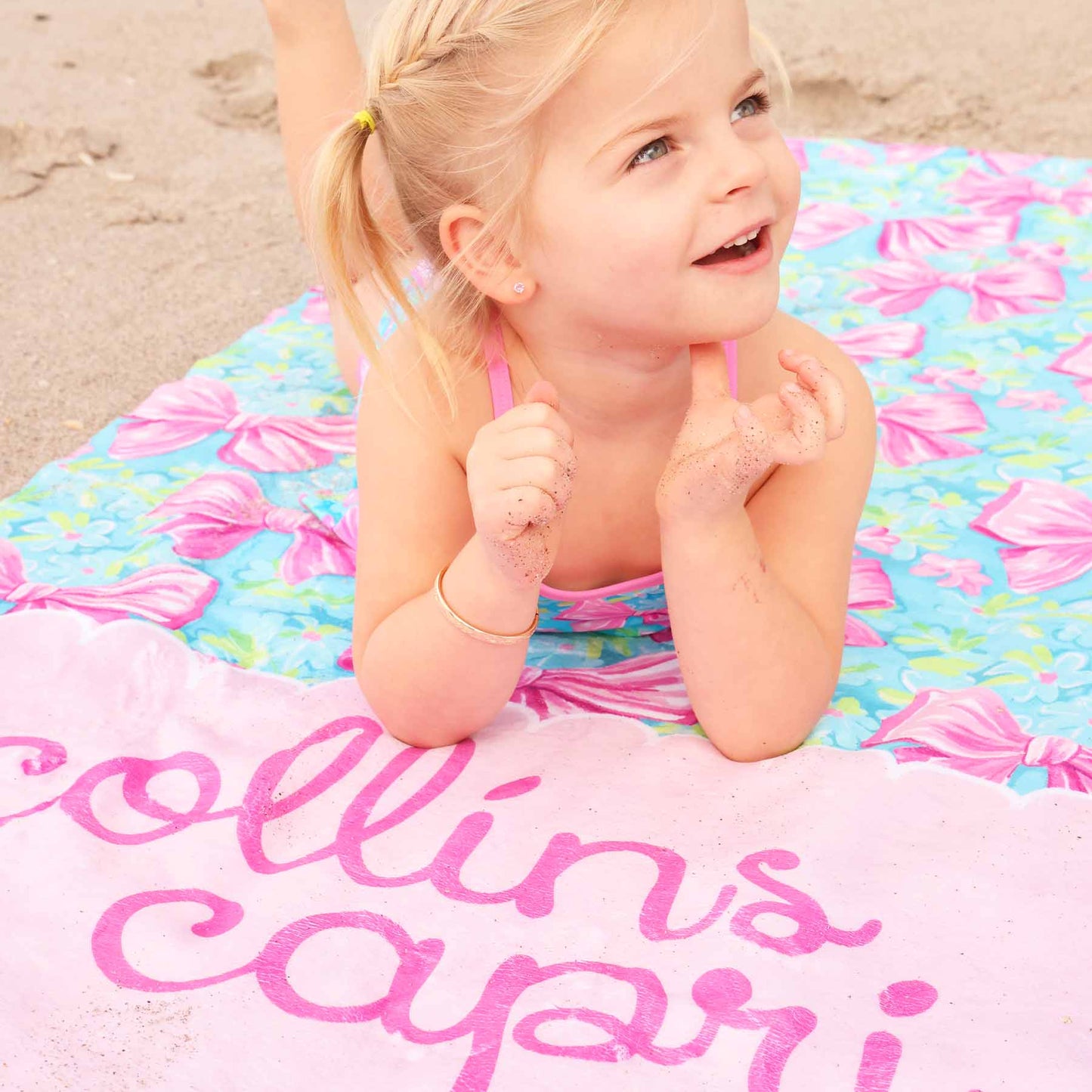 Beachy Bows Personalized Kids Beach Towel
