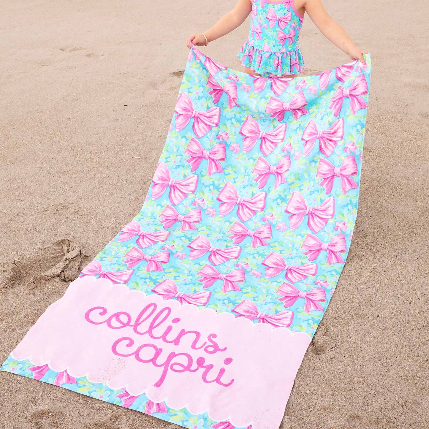 Beachy Bows Personalized Kids Beach Towel