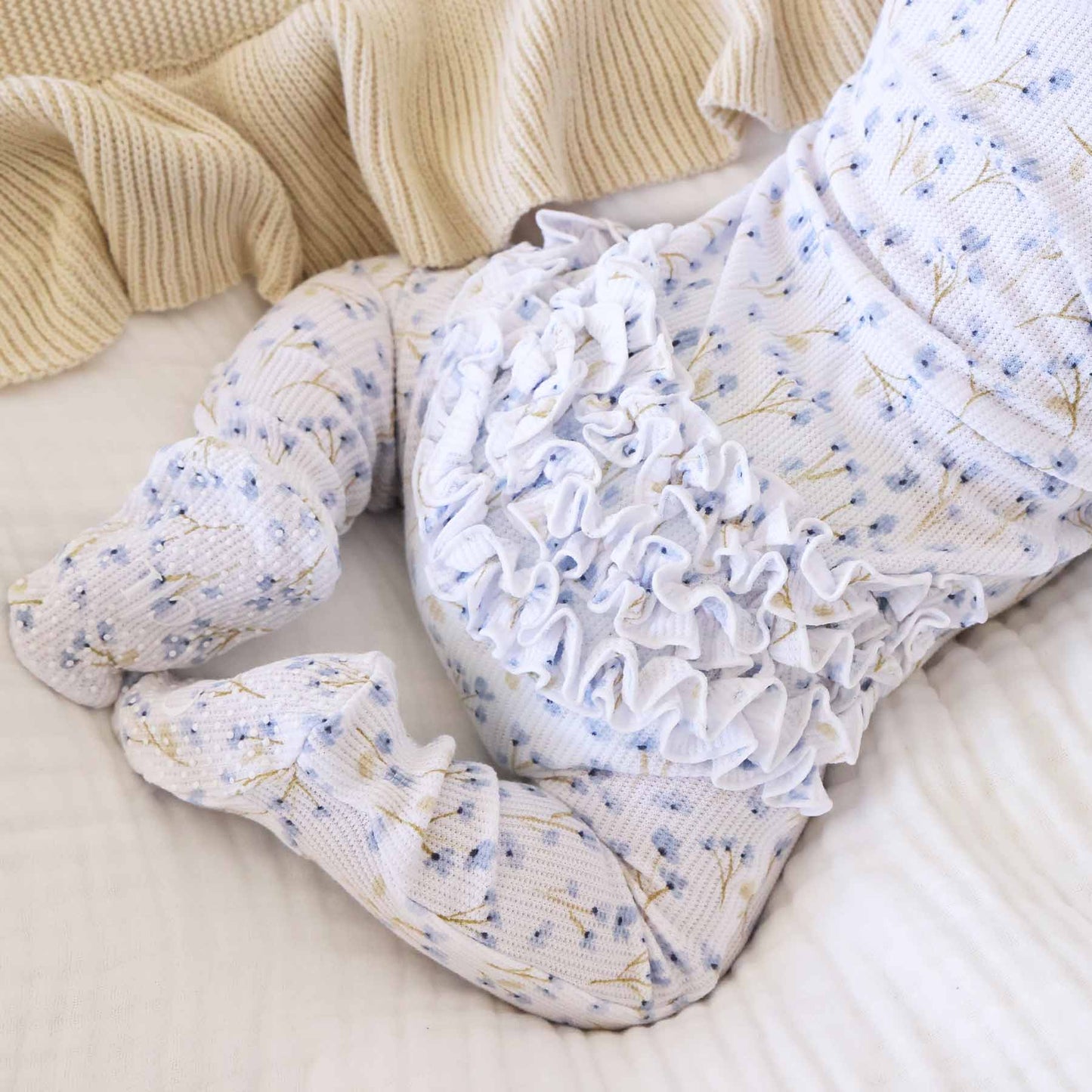 Bamboo Waffle Zipper Footies | Printed