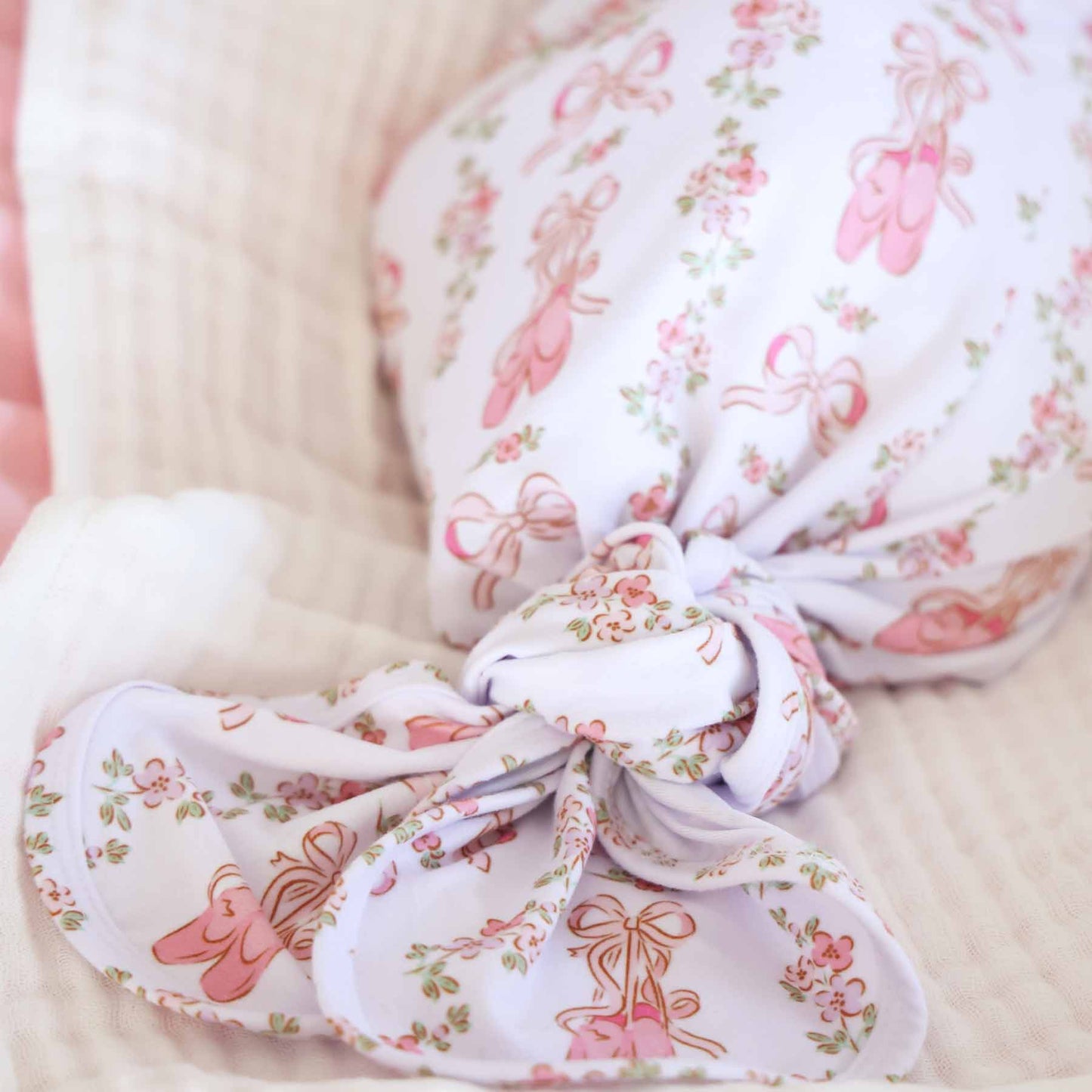 Ballet Blossoms Newborn Baby Knot Gown & Hat Set