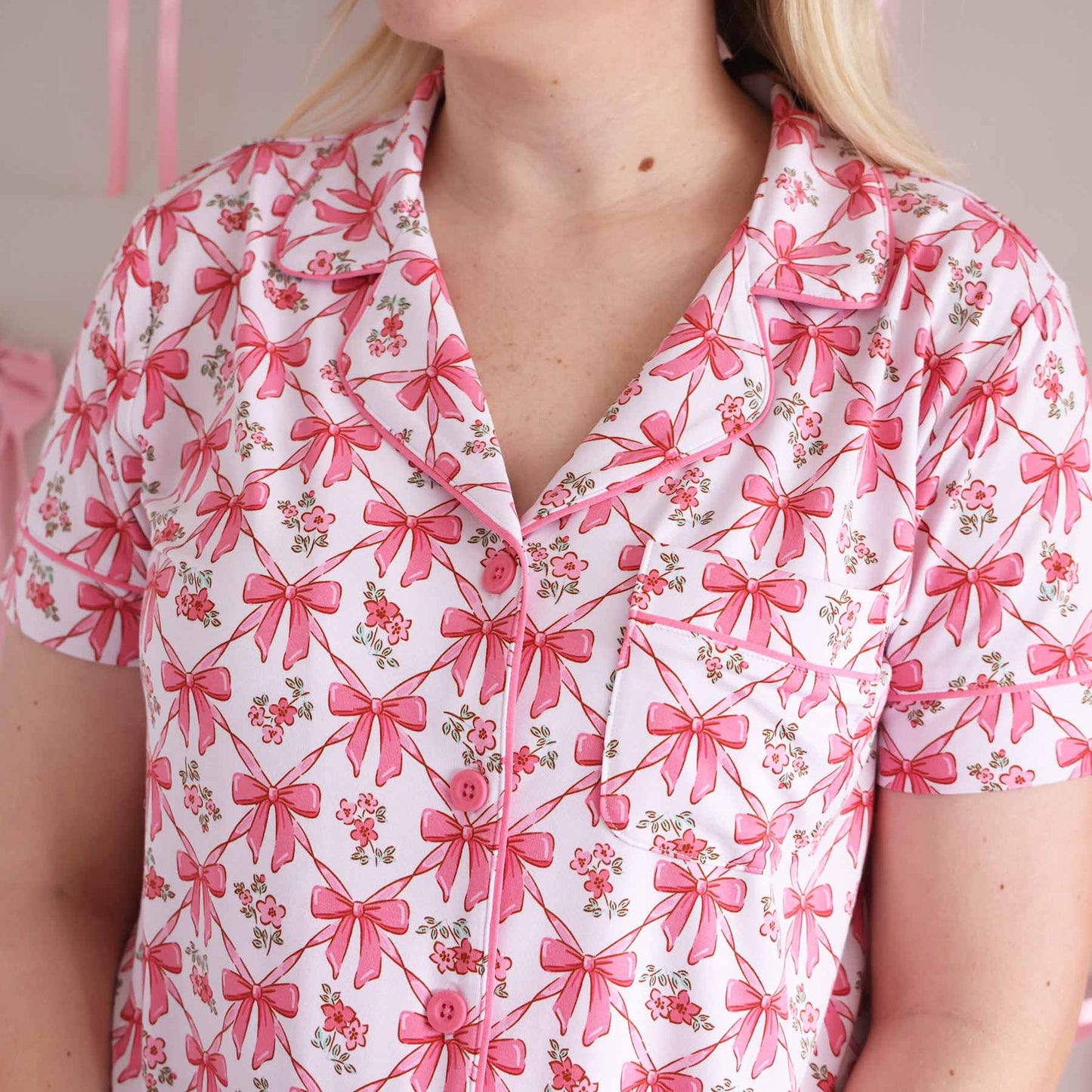 Women's Two Piece Short Lounge Set | Bow Besties