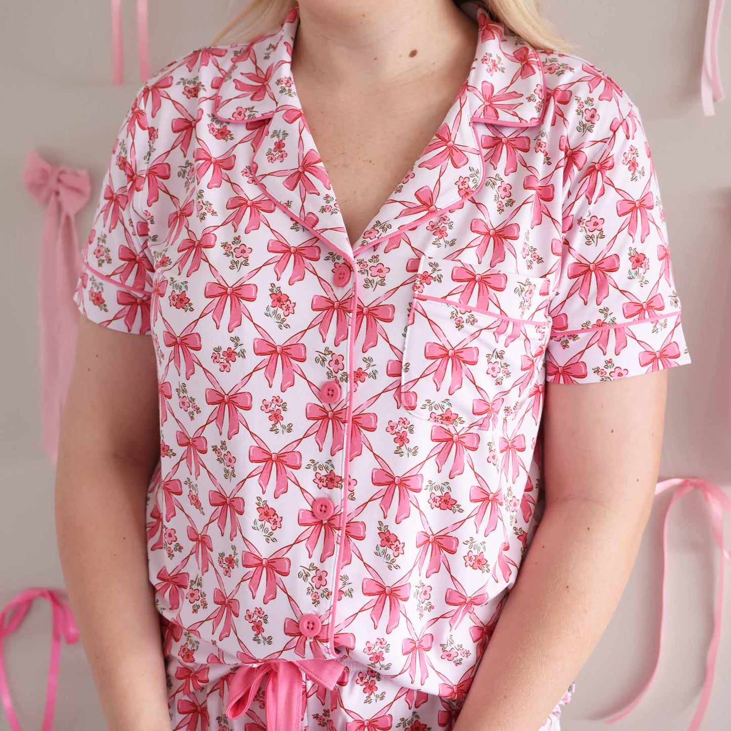 Women's Two Piece Short Lounge Set | Bow Besties