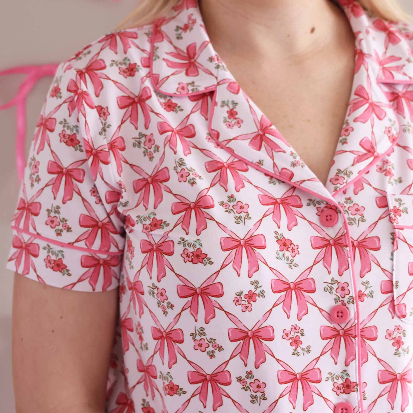 Women's Two Piece Short Lounge Set | Bow Besties