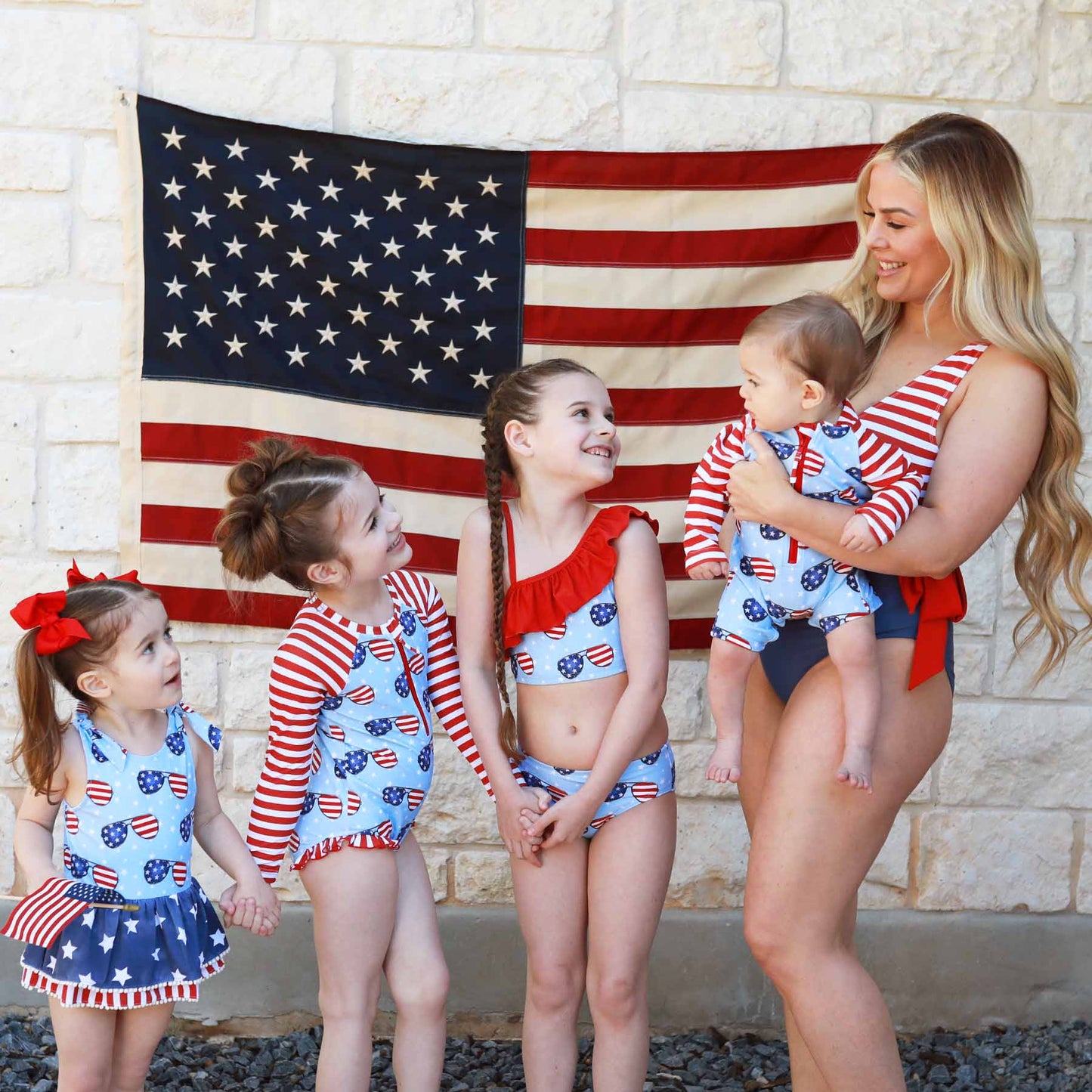 Women's Criss-Cross One-Piece Swimsuit | Patriotic Summer