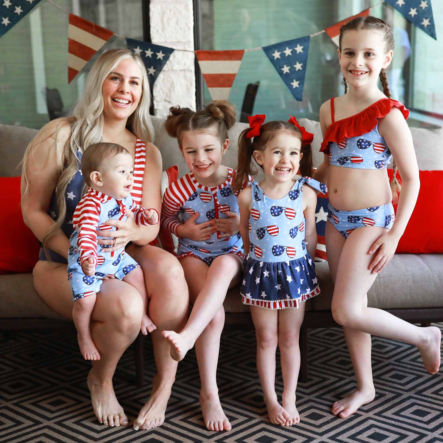 Women's Criss-Cross One-Piece Swimsuit | Patriotic Summer