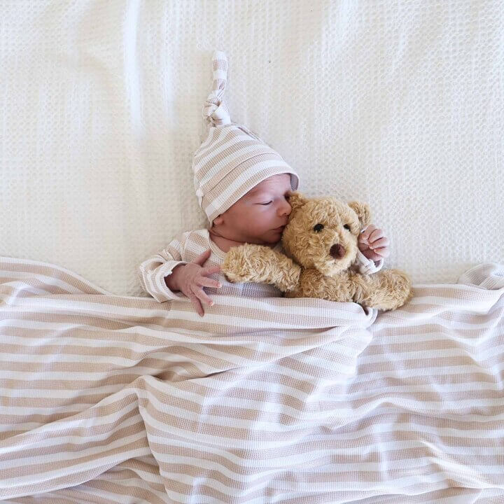 Latte Stripes Waffle Oversized Swaddle Blanket