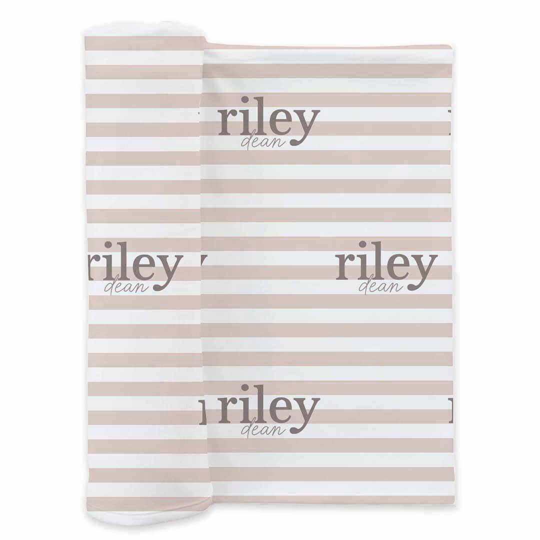 Latte Stripes Personalized Swaddle Blanket