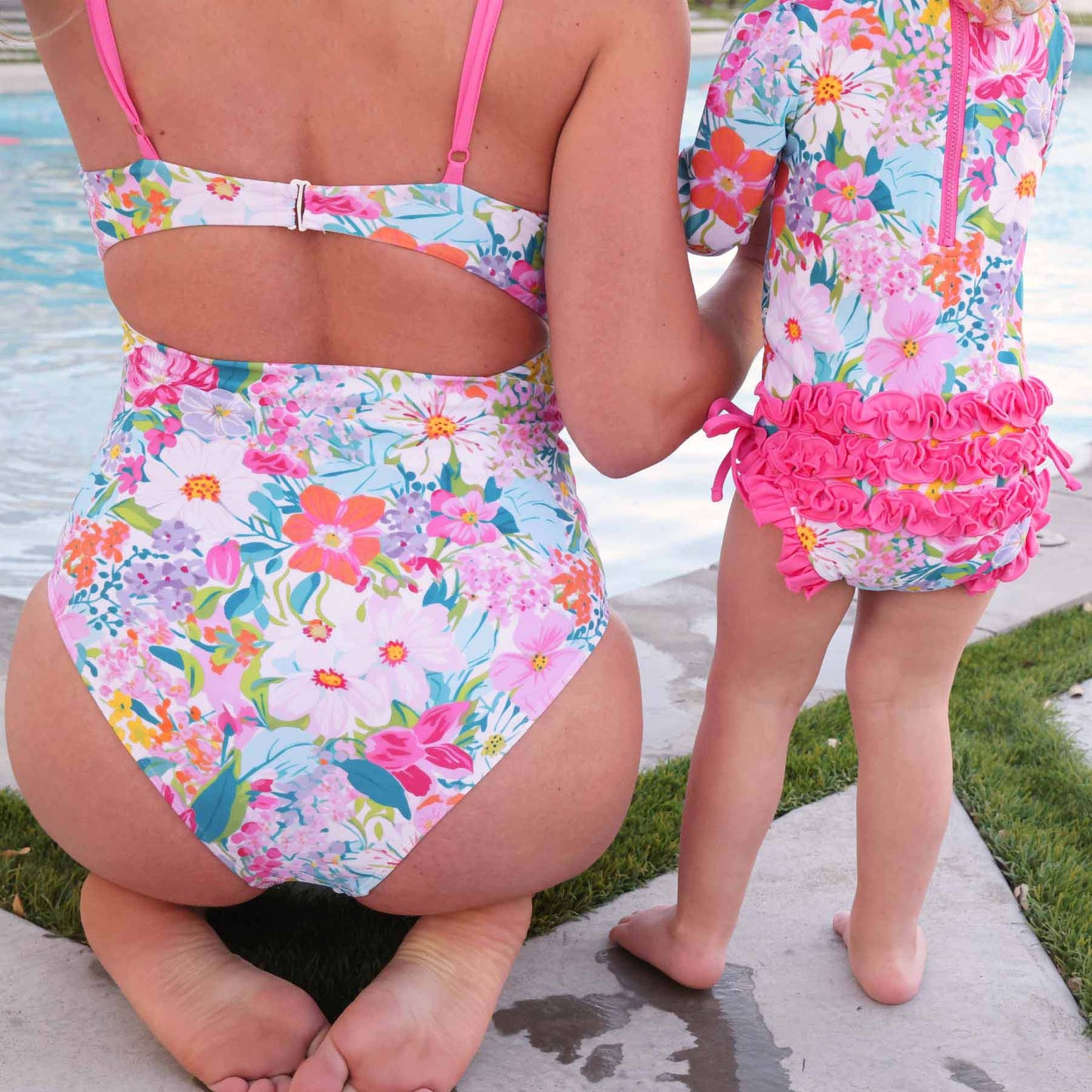 Women's Ruched Cutout One-Piece Swimsuit | Seaside Blooms
