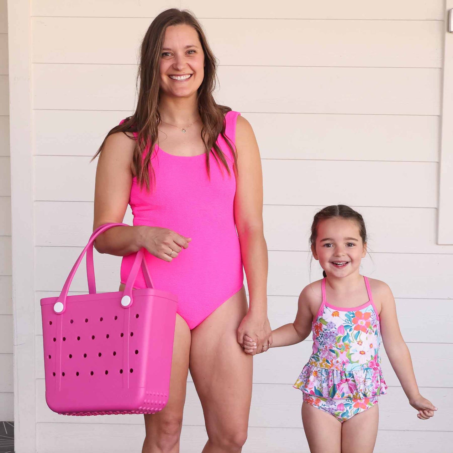 Women's Crinkle One-Piece Swimsuit | Neon Pink