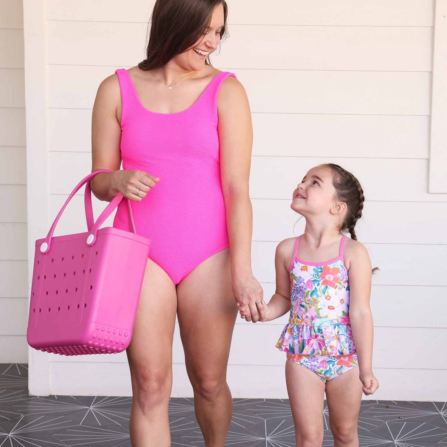 Women's Crinkle One-Piece Swimsuit | Neon Pink