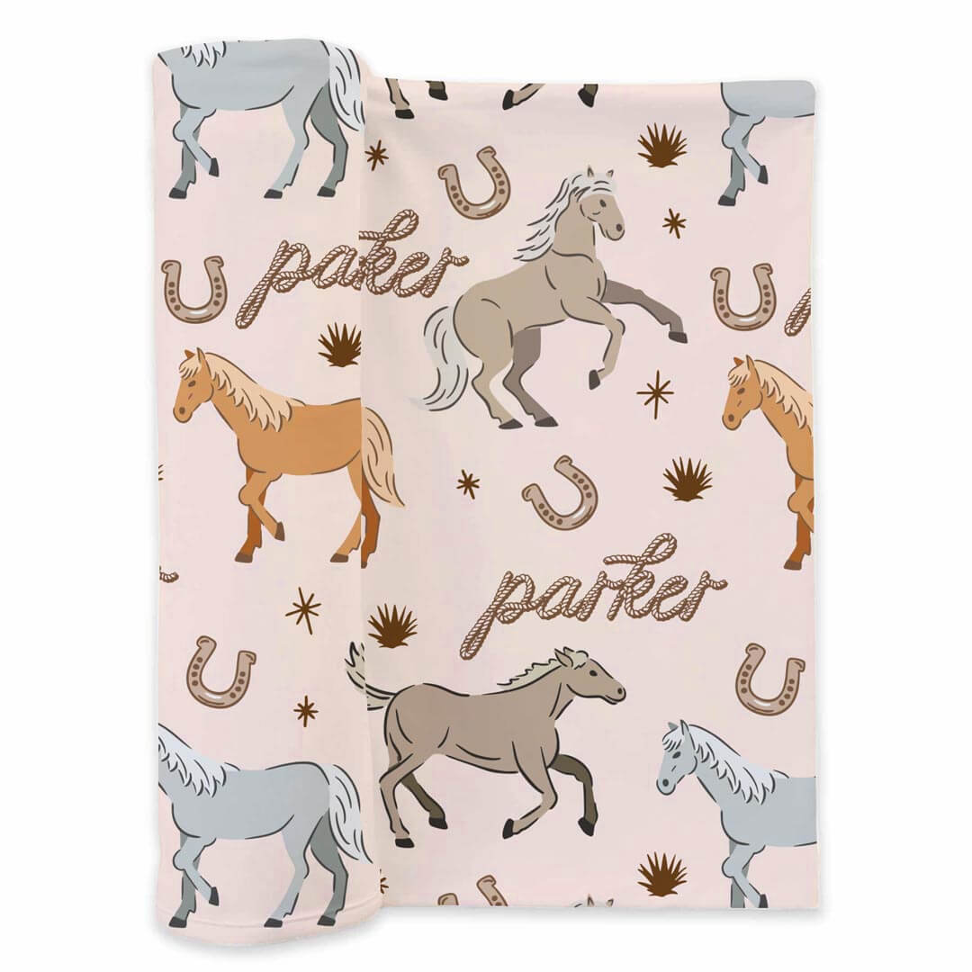 P's Ponies Personalized Swaddle Blanket