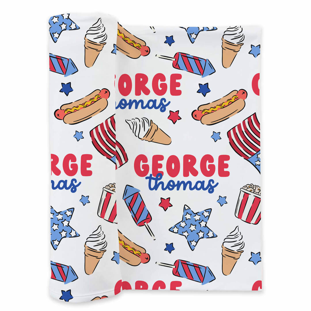 Party in the USA Personalized Swaddle Blanket | Fireworks