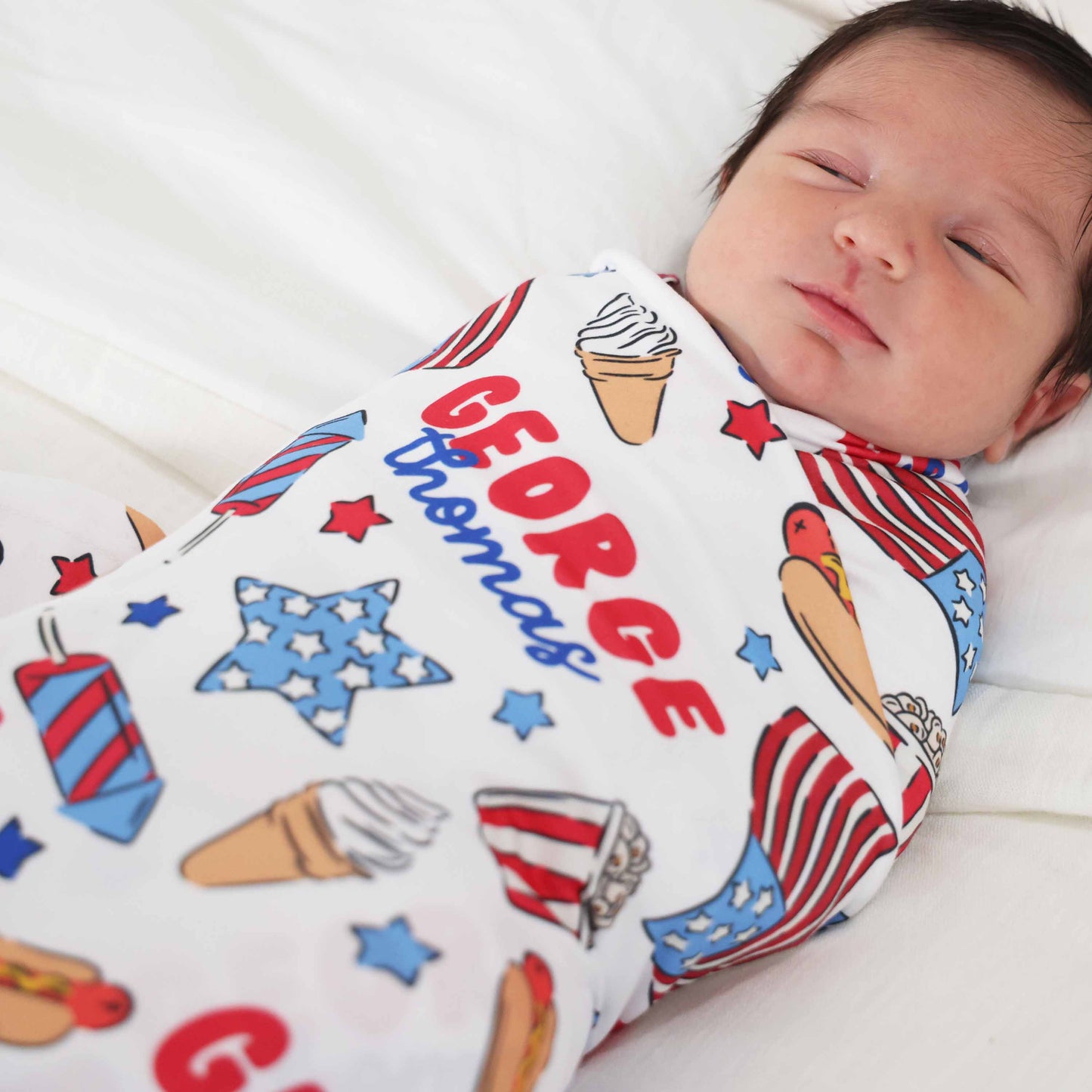 Party in the USA Personalized Swaddle Blanket | Fireworks