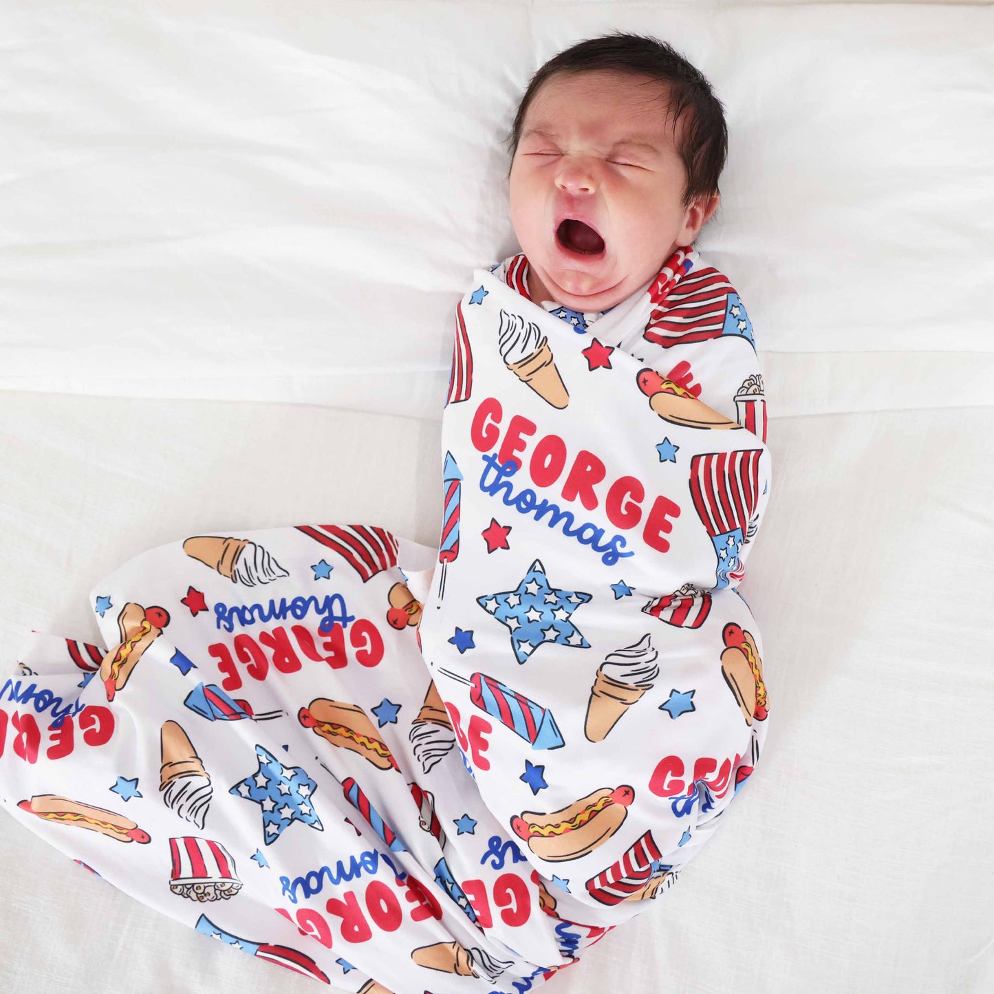 Party in the USA Personalized Swaddle Blanket | Fireworks