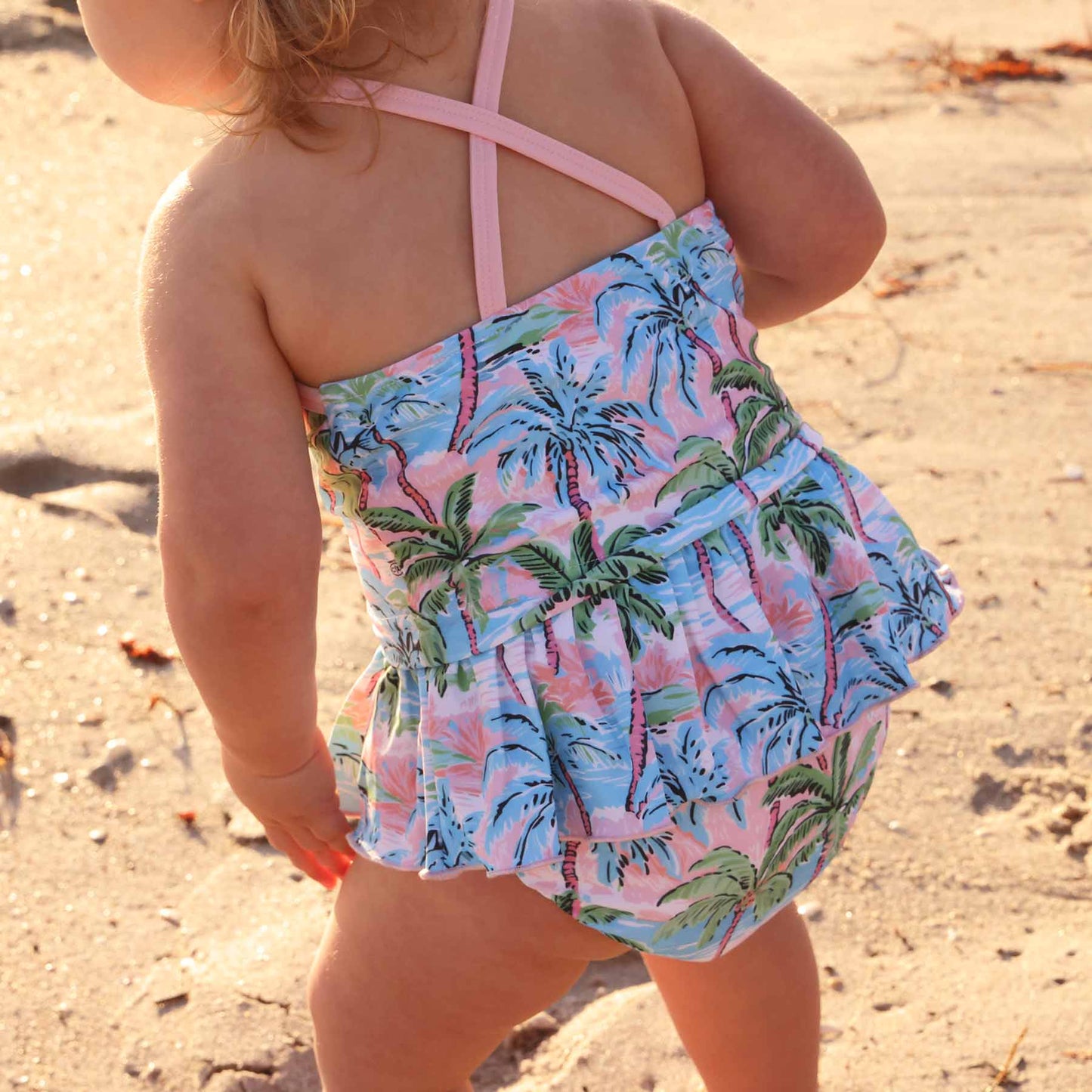 Two Piece Strappy Tankini | Pastel Palms