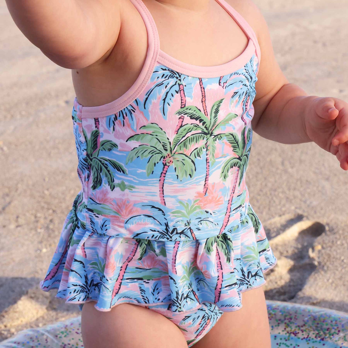 Two Piece Strappy Tankini | Pastel Palms