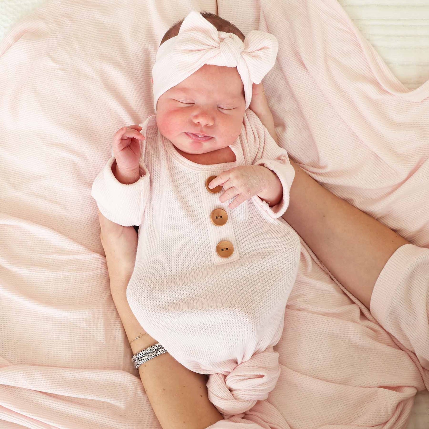 Waffle Knit Large Bow Headwraps