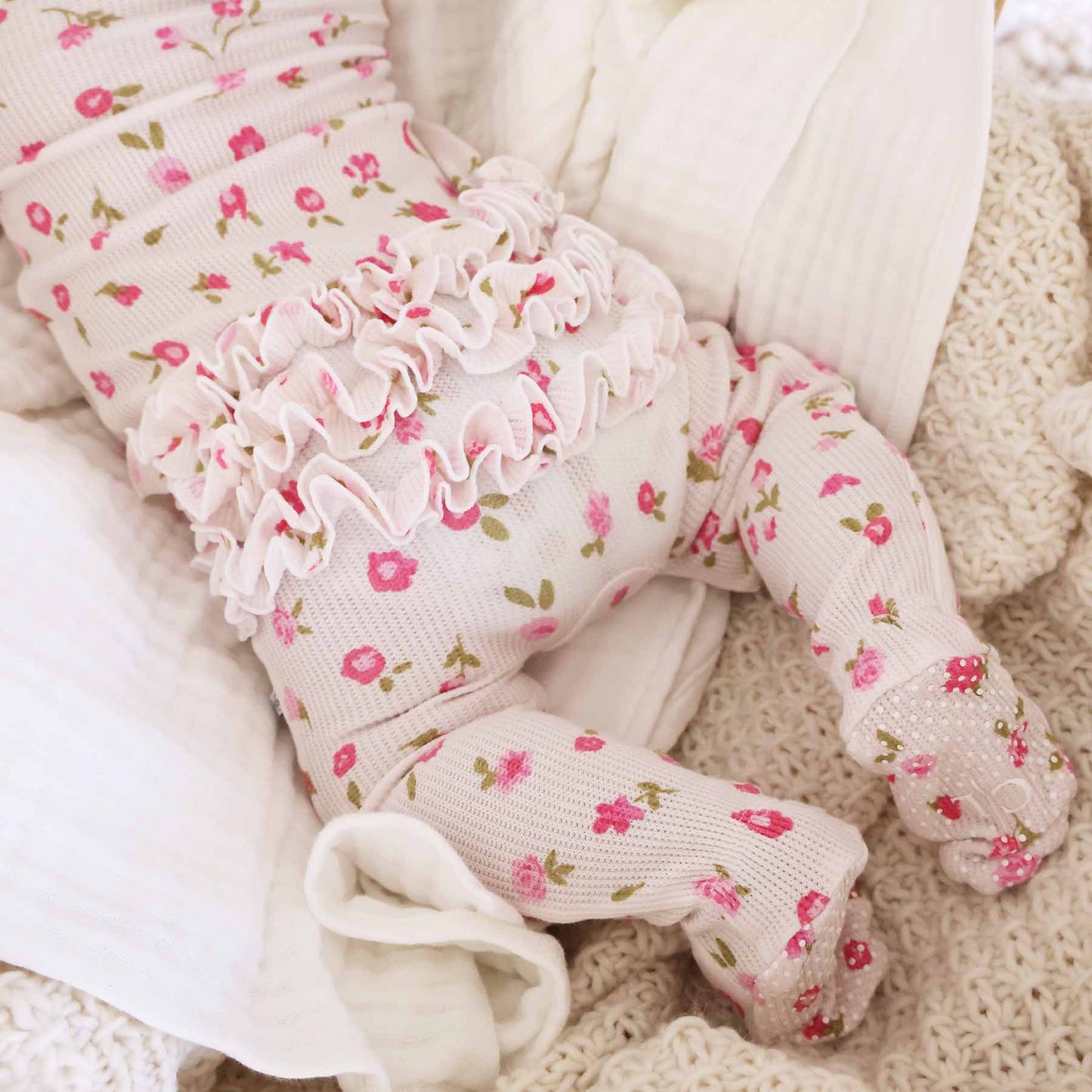 Bamboo Waffle Zipper Footies | Printed