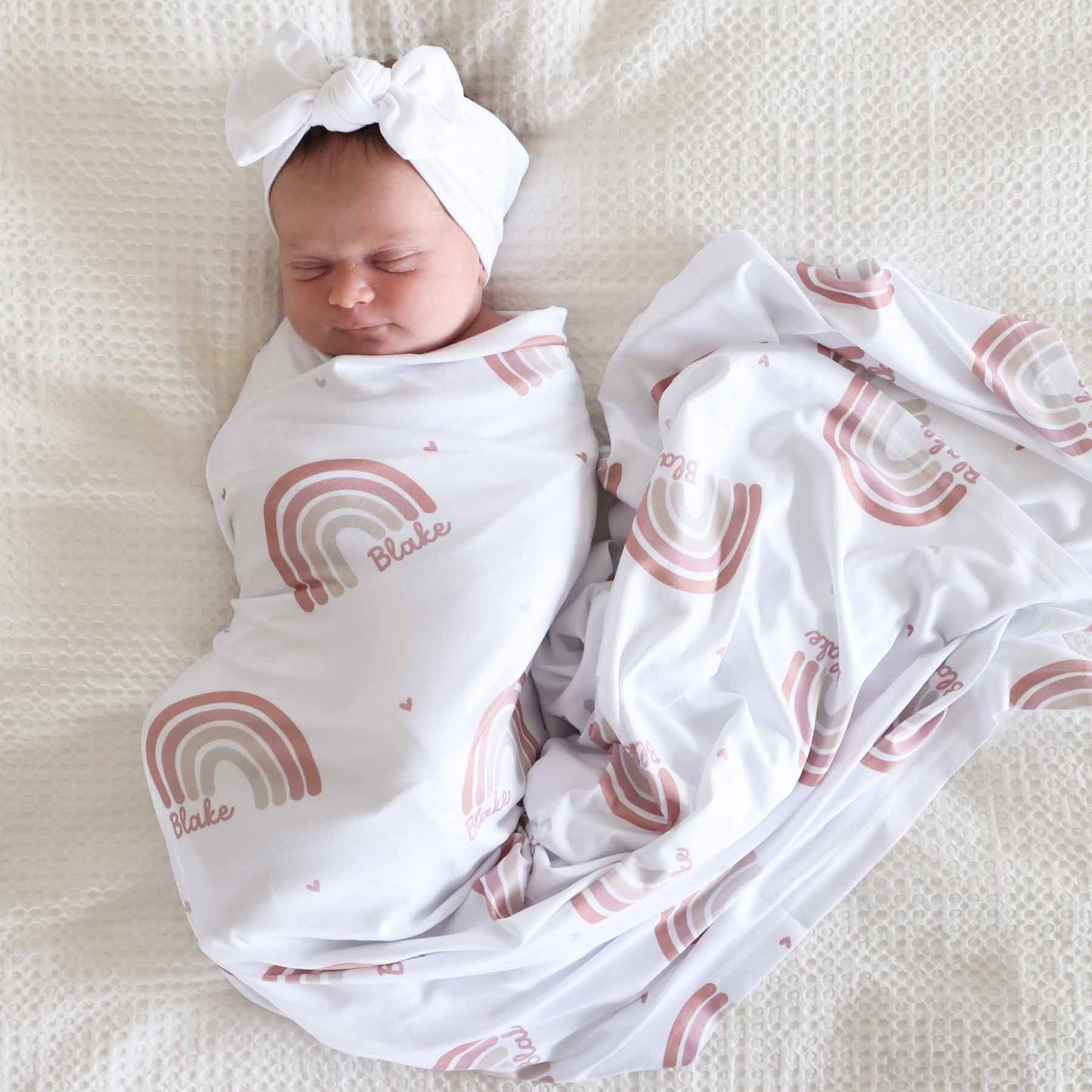 Neutral Rainbow Personalized Baby Name Swaddle