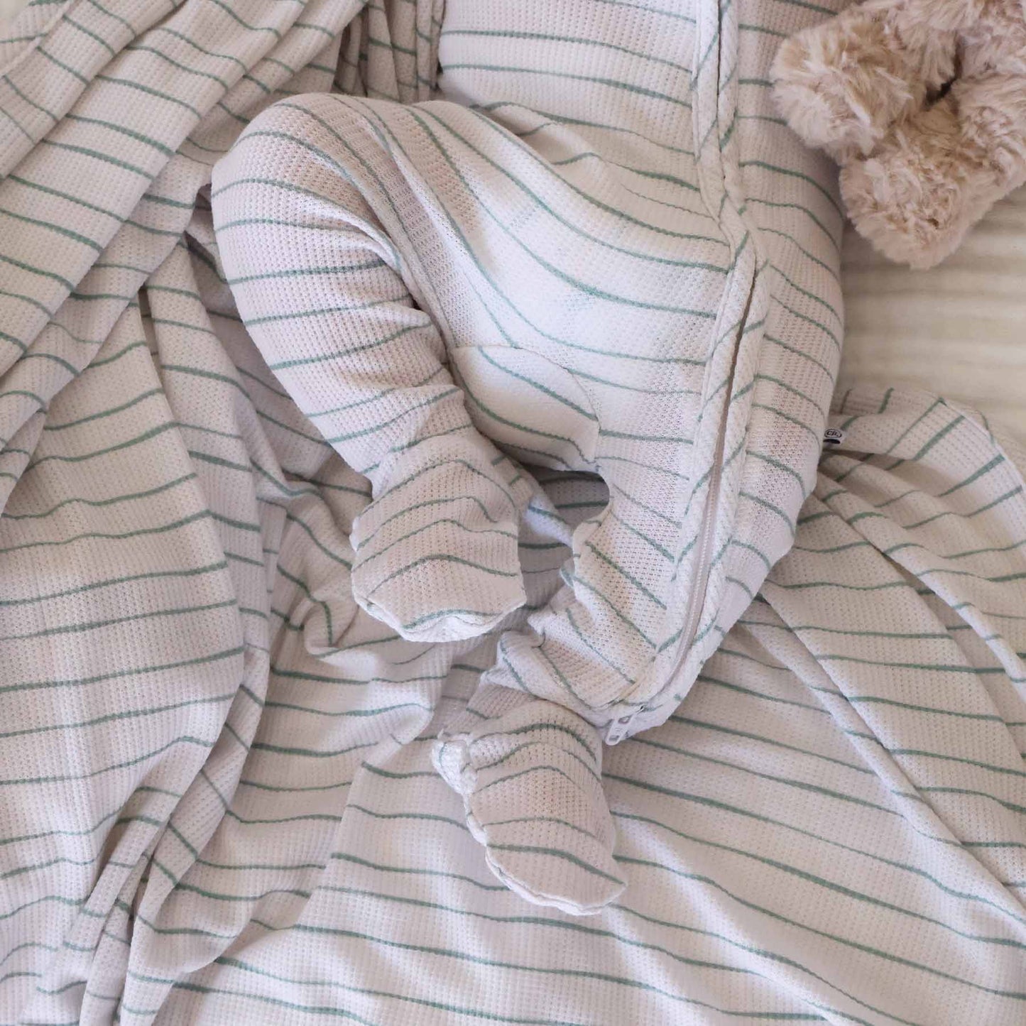 Bamboo Waffle Zipper Footies | Printed