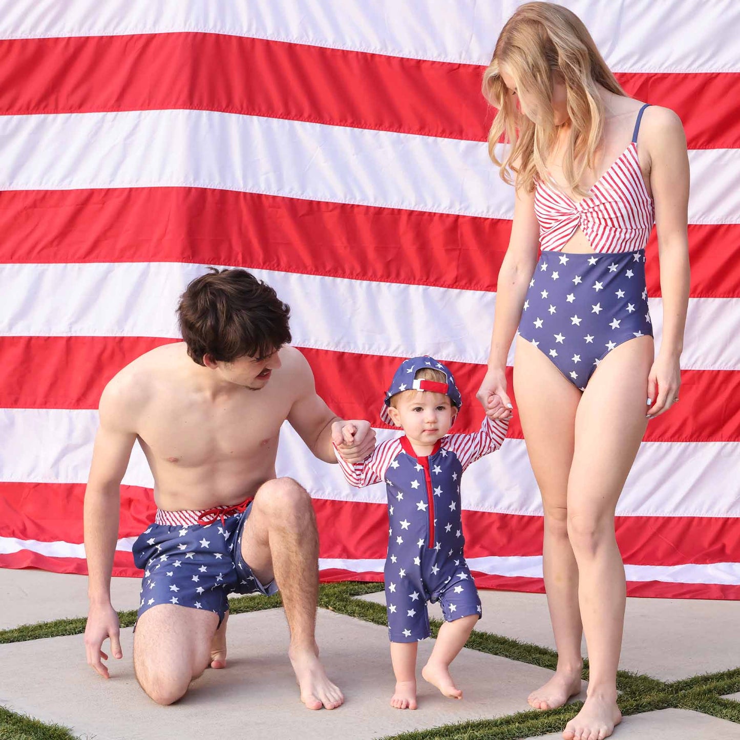 Women's Ruched Cutout One-Piece Swimsuit | Star-Spangled Summer