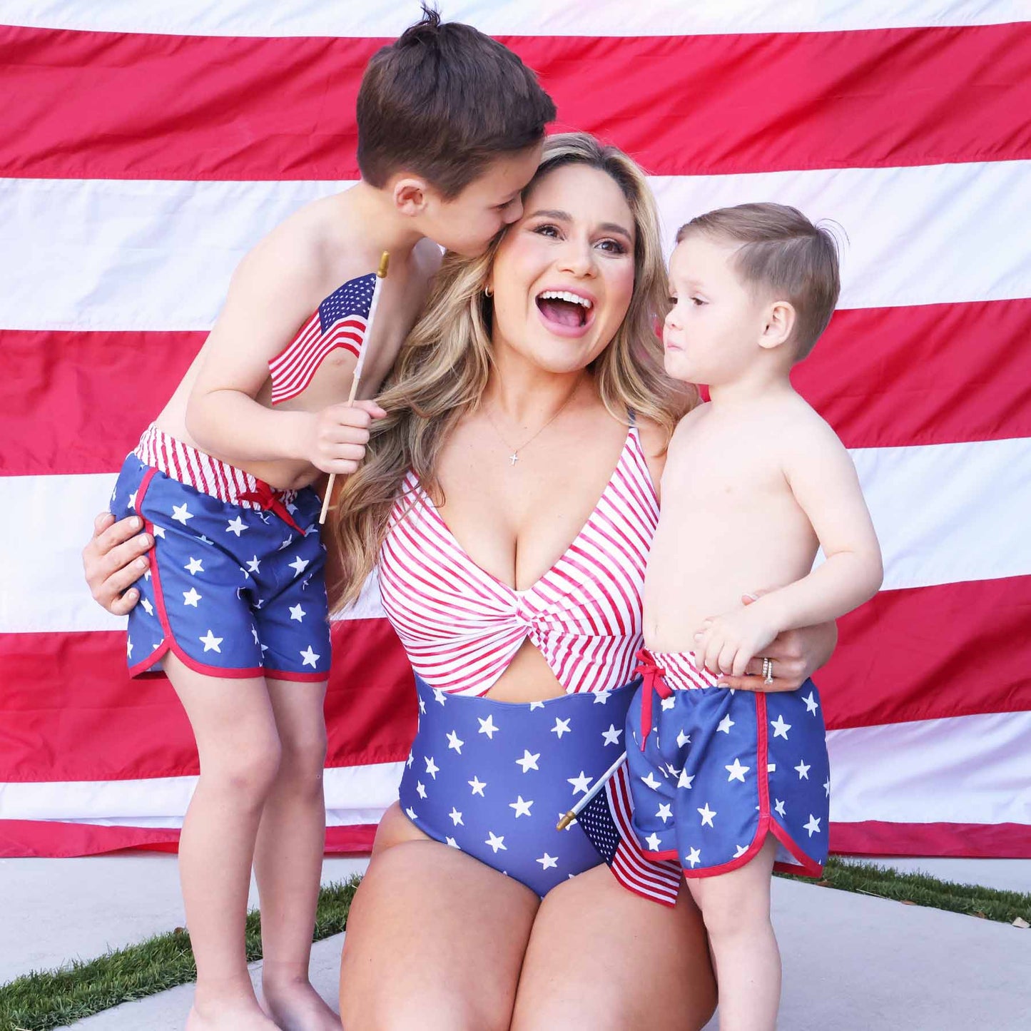 Women's Ruched Cutout One-Piece Swimsuit | Star-Spangled Summer