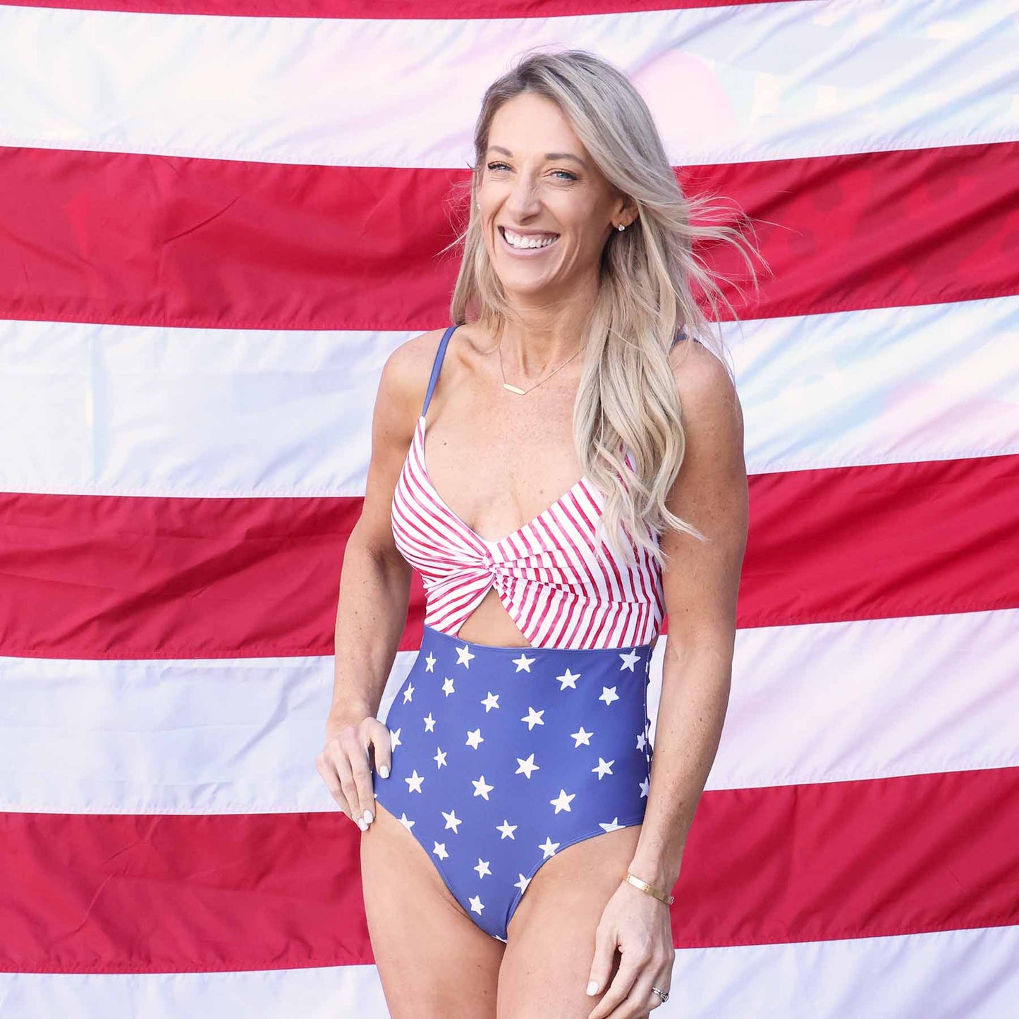 Women's Ruched Cutout One-Piece Swimsuit | Star-Spangled Summer