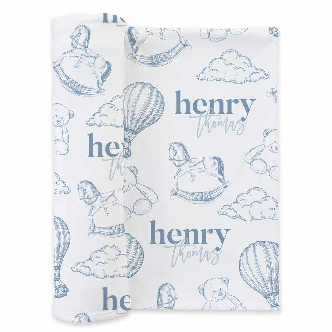 Up In The Clouds Personalized Swaddle Blanket