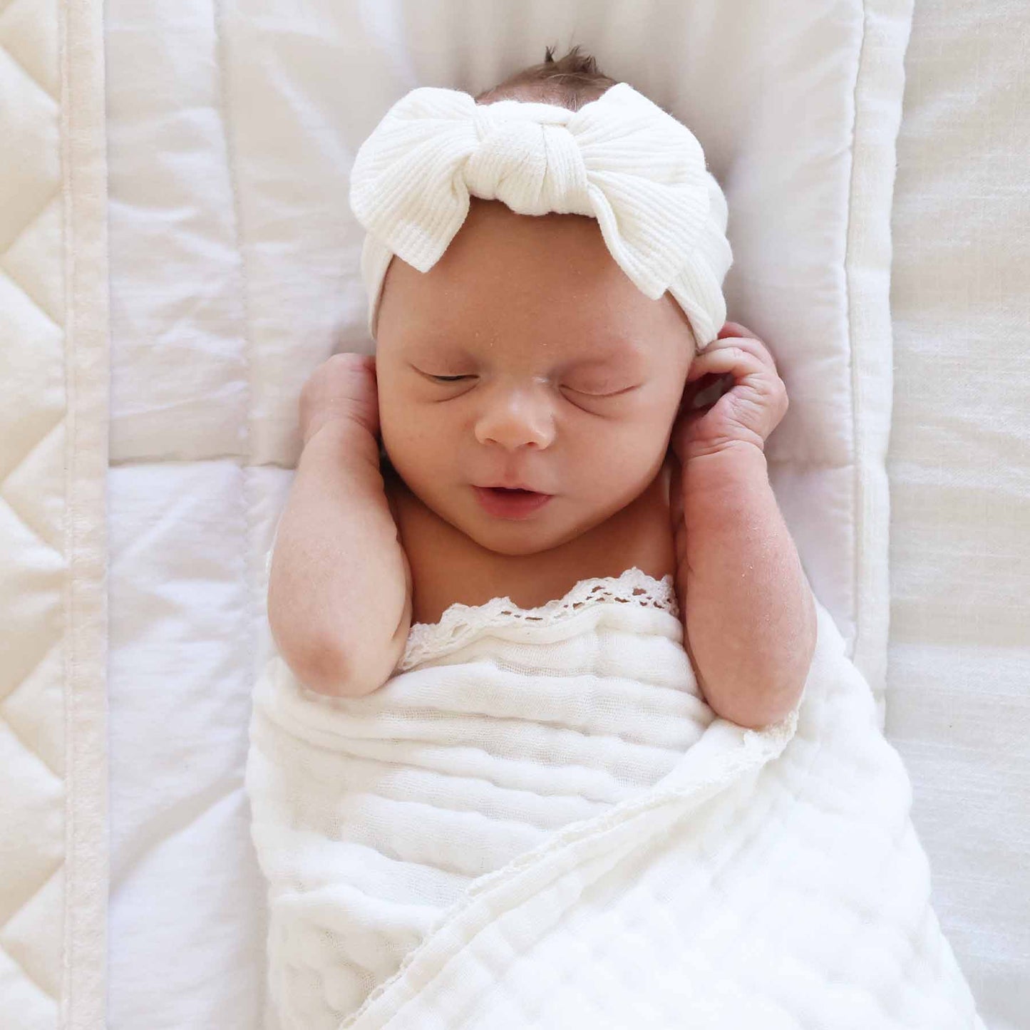 Waffle Knit Large Bow Headwraps