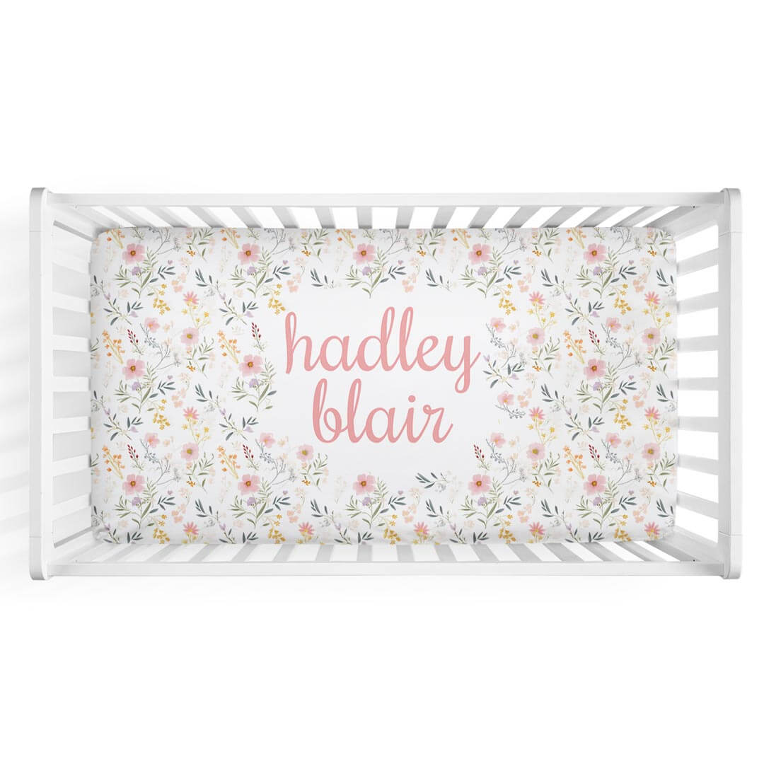 Winnie's Wildflowers Personalized Crib Sheet