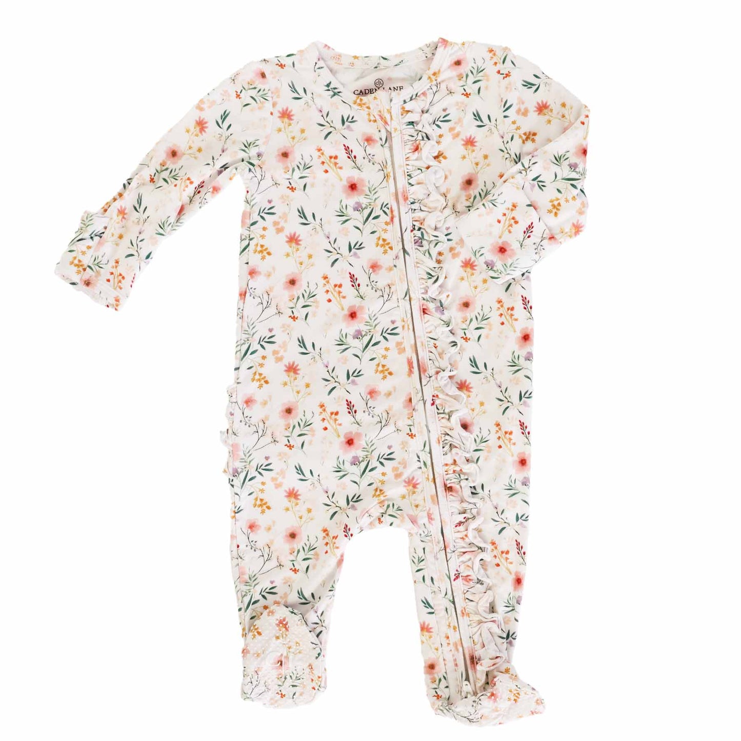 Winnie's Wildflowers Ruffle Zipper Footie