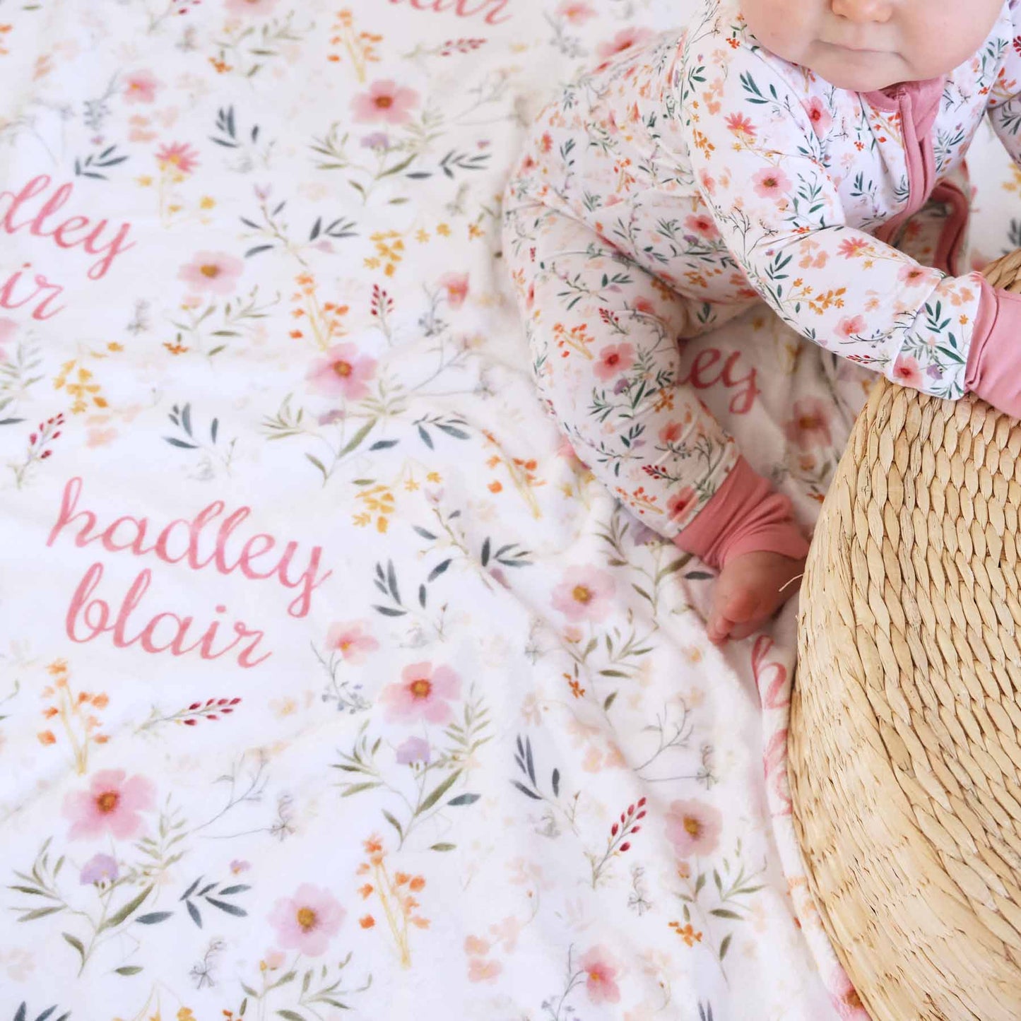 Winnie's Wildflowers Personalized Kids Blanket