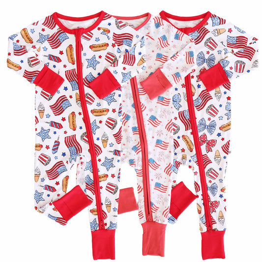 4th of July Convertible Zip Rompers