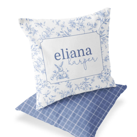 Bunny Blues Personalized Accent Pillow
