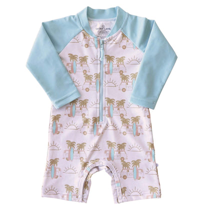 Long Sleeve Rash Guard Swim Romper Shortie | All Prints