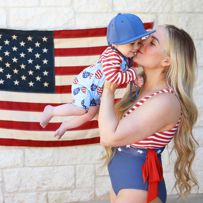 Women's Criss-Cross One-Piece Swimsuit | Patriotic Summer
