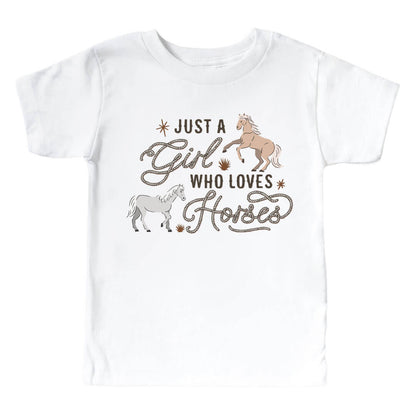 Who Loves Horses Kids Graphic Tee | White