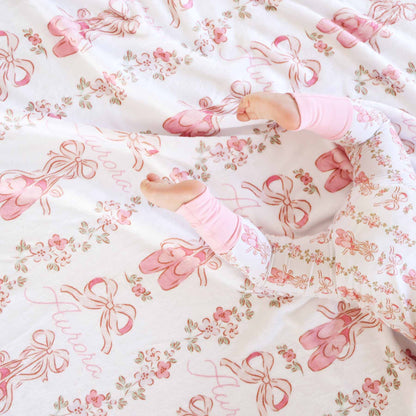 Ballet Blossoms Personalized Kids Blanket