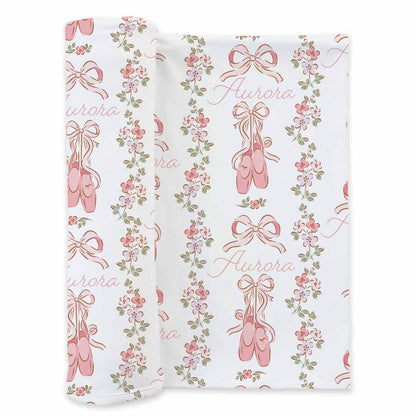 Ballet Blossoms Personalized Swaddle Blanket